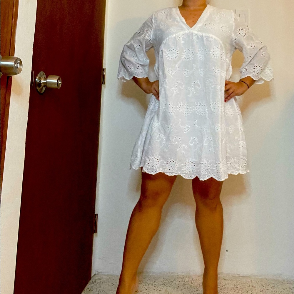 ✨Embroided boho White Dress